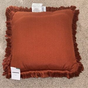 Sonoma Rust Fringe Throw Pillow Indoor/Outdoor